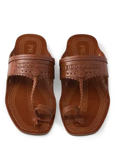 Prada Women's Made in India Inspired by Kolhapuri Chappal Leather Sandals - Brown | Thumbnail 4 Prada Women's Made in India Inspired by Kolhapuri Chappal Leather Sandals - Brown | Thumbnail 4