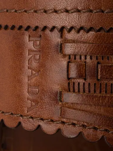 Prada Women's Made in India Inspired by Kolhapuri Chappal Leather Sandals - Brown | Thumbnail 5 Prada Women's Made in India Inspired by Kolhapuri Chappal Leather Sandals - Brown | Thumbnail 5