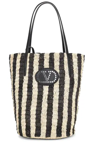 Valentino Garavani Crochet Raffia VLogo Signature Bucket Bag | Thumbnail 1 Valentino Garavani Crochet Raffia VLogo Signature Bucket Bag | Thumbnail 1