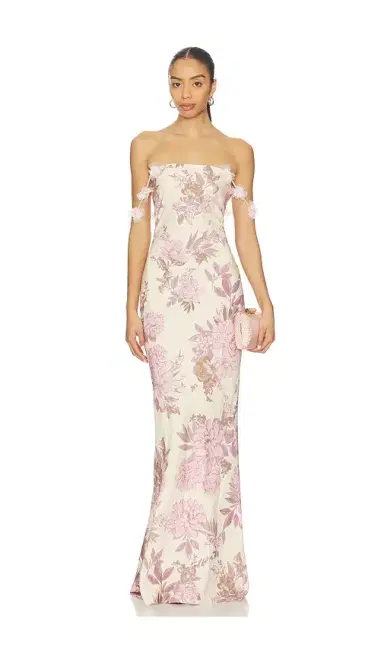 Bronx and Banco Magnolia Rosie Off The Shoulder Column Gown | Thumbnail 1 Bronx and Banco Magnolia Rosie Off The Shoulder Column Gown | Thumbnail 1