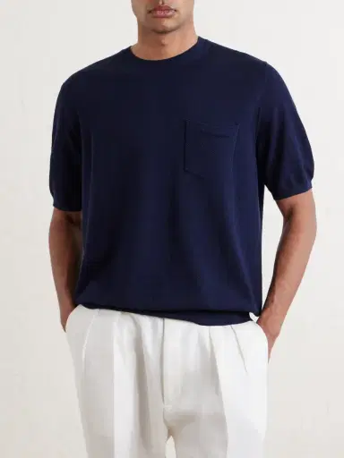 Ralph Lauren Purple Label Textured Silk-Blend T-Shirt - Men | Thumbnail 3 Ralph Lauren Purple Label Textured Silk-Blend T-Shirt - Men | Thumbnail 3