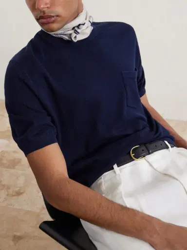 Ralph Lauren Purple Label Textured Silk-Blend T-Shirt - Men | Thumbnail 5 Ralph Lauren Purple Label Textured Silk-Blend T-Shirt - Men | Thumbnail 5