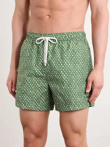 Zegna Straight-Leg Mid-Length Printed Cotton Swim Shorts - Men | Thumbnail 2 Zegna Straight-Leg Mid-Length Printed Cotton Swim Shorts - Men | Thumbnail 2