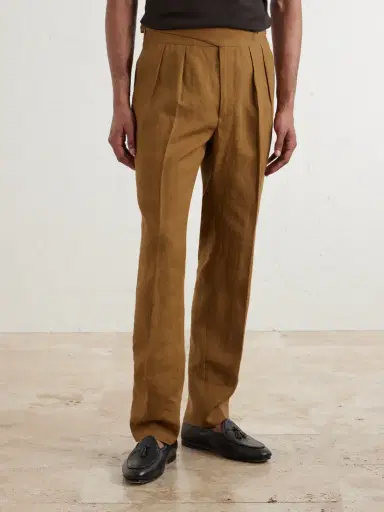 Rubinacci Manny Straight-Leg Pleated Linen Trousers - Men | Thumbnail 3 Rubinacci Manny Straight-Leg Pleated Linen Trousers - Men | Thumbnail 3