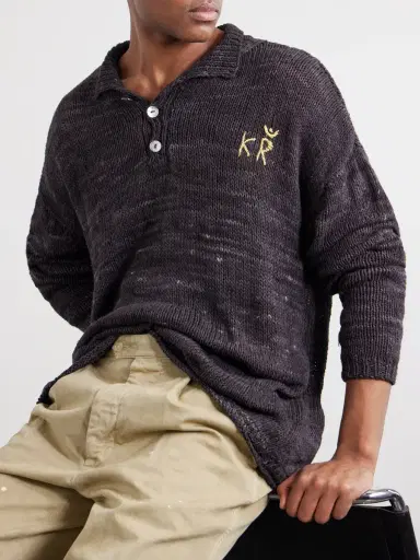 Kartik Research Eri Logo-Embroidered Knitted Silk Polo Shirt - Men | Thumbnail 5 Kartik Research Eri Logo-Embroidered Knitted Silk Polo Shirt - Men | Thumbnail 5