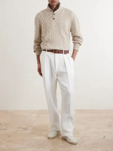 Ralph Lauren Purple Label Straight-Leg Pleated Herringbone Linen Trousers - Men | Thumbnail 2 Ralph Lauren Purple Label Straight-Leg Pleated Herringbone Linen Trousers - Men | Thumbnail 2