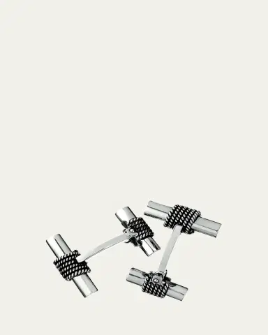 Jan Leslie Men's Sterling Silver Rope Tube Cufflinks | Thumbnail 3 Jan Leslie Men's Sterling Silver Rope Tube Cufflinks | Thumbnail 3