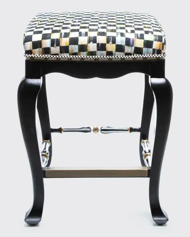 MacKenzie-Childs Black Courtly Check Counter Stool, 36" | Thumbnail 2 MacKenzie-Childs Black Courtly Check Counter Stool, 36" | Thumbnail 2