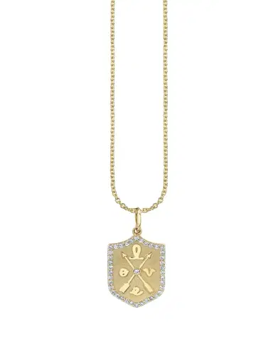 Sydney Evan Small Love Script Pave Border Charm Necklace | Thumbnail 1 Sydney Evan Small Love Script Pave Border Charm Necklace | Thumbnail 1