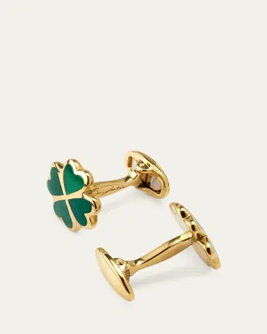 Jan Leslie Men's Gold Vermeil and Green Onyx Four Leaf Clover Cufflinks | Thumbnail 4 Jan Leslie Men's Gold Vermeil and Green Onyx Four Leaf Clover Cufflinks | Thumbnail 4