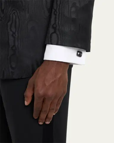Jan Leslie Men's Square Black Rutliated Quartz Cufflinks | Thumbnail 2 Jan Leslie Men's Square Black Rutliated Quartz Cufflinks | Thumbnail 2