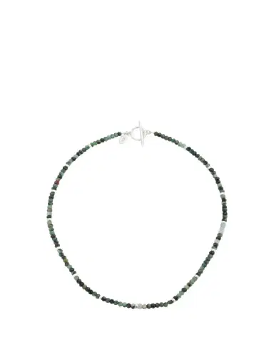 Jan Leslie Men's Emerald Beaded Necklace with Sterling Silver Spacers | Thumbnail 1 Jan Leslie Men's Emerald Beaded Necklace with Sterling Silver Spacers | Thumbnail 1