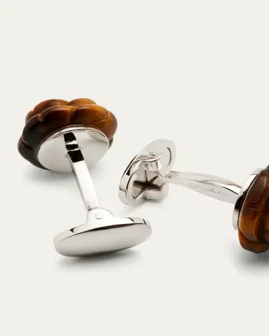 Jan Leslie Men's Carved Tiger's Eye Rose Cufflinks | Thumbnail 4 Jan Leslie Men's Carved Tiger's Eye Rose Cufflinks | Thumbnail 4
