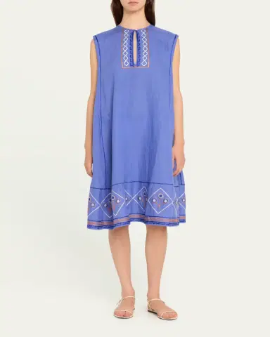 Thierry Colson Apolonia Embroidered Cotton Midi Dress | Thumbnail 2 Thierry Colson Apolonia Embroidered Cotton Midi Dress | Thumbnail 2