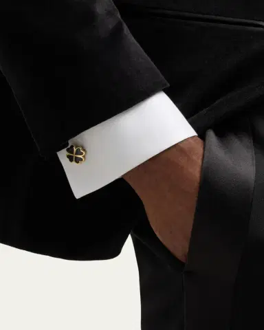 Jan Leslie Men's 18K Gold Vermeil Black Onyx Four Leaf Clover Cufflinks | Thumbnail 2 Jan Leslie Men's 18K Gold Vermeil Black Onyx Four Leaf Clover Cufflinks | Thumbnail 2