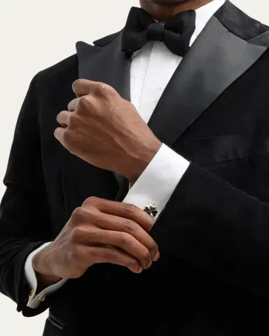 Jan Leslie Men's 18K Gold Vermeil Black Onyx Four Leaf Clover Cufflinks | Thumbnail 5 Jan Leslie Men's 18K Gold Vermeil Black Onyx Four Leaf Clover Cufflinks | Thumbnail 5