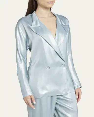 Giorgio Armani Laminated Satin Double-Breast Blazer | Thumbnail 4 Giorgio Armani Laminated Satin Double-Breast Blazer | Thumbnail 4