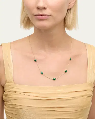 Jan Leslie 18K Gold Plated 5 Station Heart Necklace, 30"L | Thumbnail 2 Jan Leslie 18K Gold Plated 5 Station Heart Necklace, 30"L | Thumbnail 2
