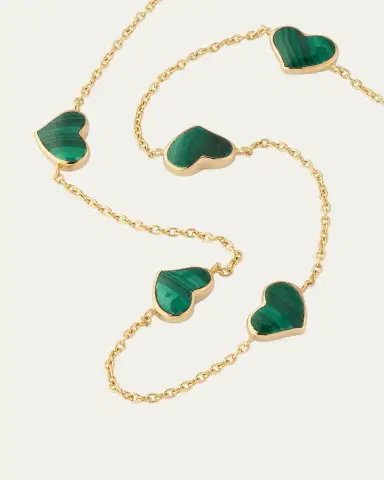 Jan Leslie 18K Gold Plated 5 Station Heart Necklace, 30"L | Thumbnail 3 Jan Leslie 18K Gold Plated 5 Station Heart Necklace, 30"L | Thumbnail 3