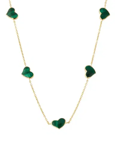 Jan Leslie 18K Gold Plated 5 Station Heart Necklace, 30"L | Thumbnail 1 Jan Leslie 18K Gold Plated 5 Station Heart Necklace, 30"L | Thumbnail 1