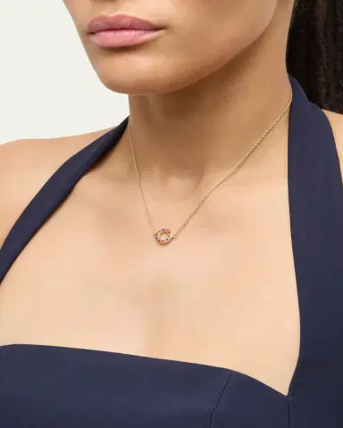 Jan Leslie Lapis, Tigers Eye, and Carnelian Dash Circle Station Necklace | Thumbnail 2 Jan Leslie Lapis, Tigers Eye, and Carnelian Dash Circle Station Necklace | Thumbnail 2