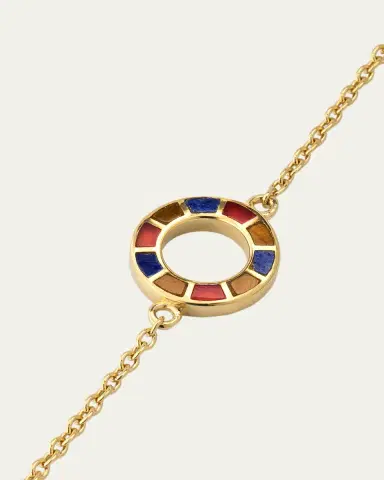 Jan Leslie Lapis, Tigers Eye, and Carnelian Dash Circle Station Necklace | Thumbnail 3 Jan Leslie Lapis, Tigers Eye, and Carnelian Dash Circle Station Necklace | Thumbnail 3