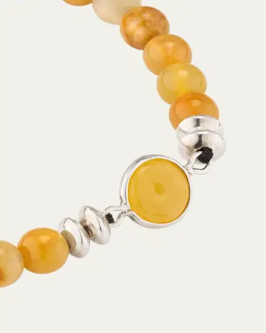 Jan Leslie Men's Yellow Jade Beaded Bracelet with Sterling Silver | Thumbnail 3 Jan Leslie Men's Yellow Jade Beaded Bracelet with Sterling Silver | Thumbnail 3
