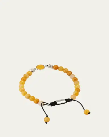 Jan Leslie Men's Yellow Jade Beaded Bracelet with Sterling Silver | Thumbnail 4 Jan Leslie Men's Yellow Jade Beaded Bracelet with Sterling Silver | Thumbnail 4