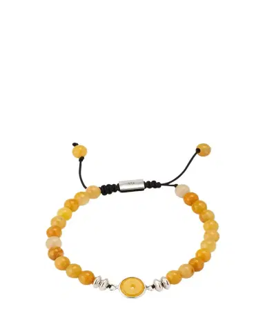 Jan Leslie Men's Yellow Jade Beaded Bracelet with Sterling Silver | Thumbnail 1 Jan Leslie Men's Yellow Jade Beaded Bracelet with Sterling Silver | Thumbnail 1