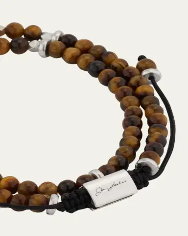 Jan Leslie Men's Tiger's Eye and Silver Double-Wrap Beaded Bracelet | Thumbnail 3 Jan Leslie Men's Tiger's Eye and Silver Double-Wrap Beaded Bracelet | Thumbnail 3