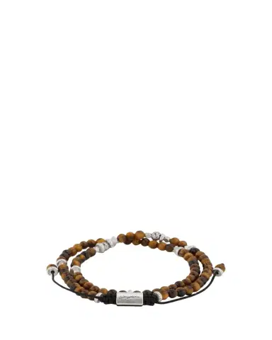 Jan Leslie Men's Tiger's Eye and Silver Double-Wrap Beaded Bracelet | Thumbnail 1 Jan Leslie Men's Tiger's Eye and Silver Double-Wrap Beaded Bracelet | Thumbnail 1