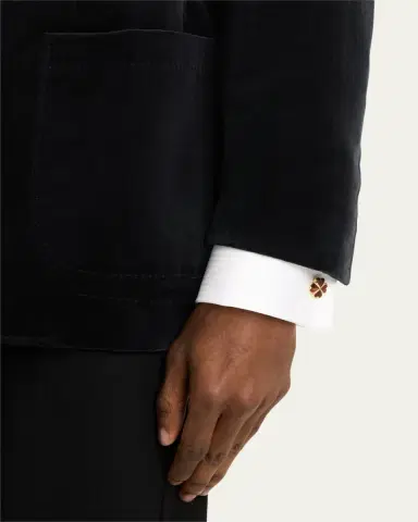 Jan Leslie Men's 18K Gold Vermeil Red Tigers Eye Clover Cufflinks | Thumbnail 2 Jan Leslie Men's 18K Gold Vermeil Red Tigers Eye Clover Cufflinks | Thumbnail 2