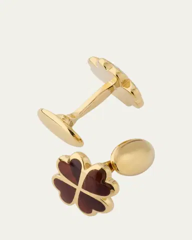 Jan Leslie Men's 18K Gold Vermeil Red Tigers Eye Clover Cufflinks | Thumbnail 4 Jan Leslie Men's 18K Gold Vermeil Red Tigers Eye Clover Cufflinks | Thumbnail 4