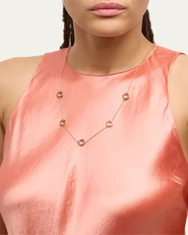 Jan Leslie Lapis, Tigers Eye, and Carnelian Dash Five Circle Station Necklace | Thumbnail 2 Jan Leslie Lapis, Tigers Eye, and Carnelian Dash Five Circle Station Necklace | Thumbnail 2