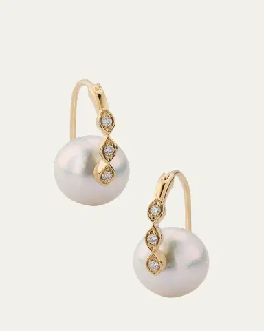 Sydney Evan 14K Gold & Diamond Marquise Eye Pearl Earrings | Thumbnail 3 Sydney Evan 14K Gold & Diamond Marquise Eye Pearl Earrings | Thumbnail 3