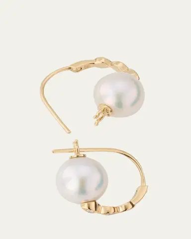 Sydney Evan 14K Gold & Diamond Marquise Eye Pearl Earrings | Thumbnail 4 Sydney Evan 14K Gold & Diamond Marquise Eye Pearl Earrings | Thumbnail 4