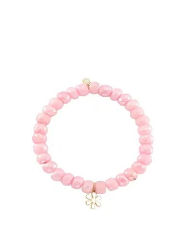 Sydney Evan 14K Gold Daisy on Pink Grapolite Beaded Bracelet | Thumbnail 1 Sydney Evan 14K Gold Daisy on Pink Grapolite Beaded Bracelet | Thumbnail 1