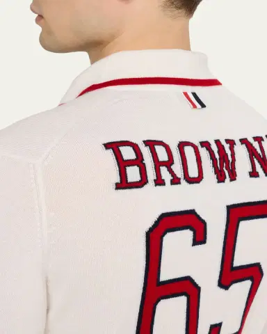 Thom Browne Men's Browne 65 Jersey Intarsia Cashmere Polo | Thumbnail 5 Thom Browne Men's Browne 65 Jersey Intarsia Cashmere Polo | Thumbnail 5
