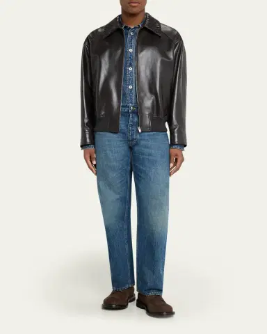 Bottega Veneta Men's Dark Brown Nappa Leather Blouson Jacket | Thumbnail 2 Bottega Veneta Men's Dark Brown Nappa Leather Blouson Jacket | Thumbnail 2