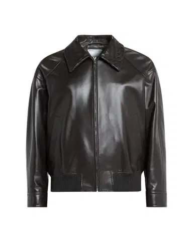 Bottega Veneta Men's Dark Brown Nappa Leather Blouson Jacket | Thumbnail 1 Bottega Veneta Men's Dark Brown Nappa Leather Blouson Jacket | Thumbnail 1