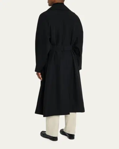 Saint Laurent Men's Grain de Poudre Belted Trench Coat | Thumbnail 3 Saint Laurent Men's Grain de Poudre Belted Trench Coat | Thumbnail 3