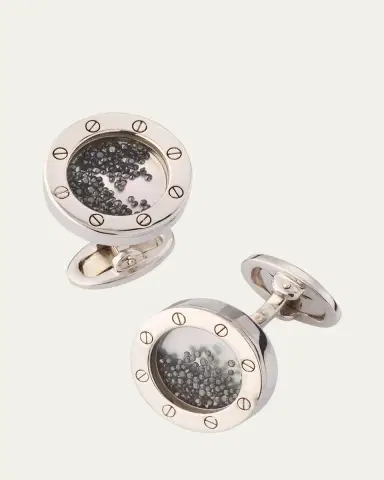 Jan Leslie Men's Sterling Silver Mother-Of-Pearl Cufflinks with Black Diamonds | Thumbnail 3 Jan Leslie Men's Sterling Silver Mother-Of-Pearl Cufflinks with Black Diamonds | Thumbnail 3