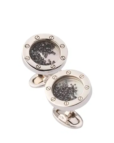 Jan Leslie Men's Sterling Silver Mother-Of-Pearl Cufflinks with Black Diamonds | Thumbnail 1 Jan Leslie Men's Sterling Silver Mother-Of-Pearl Cufflinks with Black Diamonds | Thumbnail 1