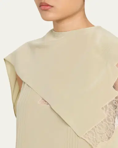 FERRAGAMO Lace-Inset Envers Silk Capelet Midi Dress | Thumbnail 5 FERRAGAMO Lace-Inset Envers Silk Capelet Midi Dress | Thumbnail 5