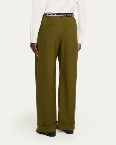 Marni Tropical Wool Logo Band Straight-Leg Trousers | Thumbnail 3 Marni Tropical Wool Logo Band Straight-Leg Trousers | Thumbnail 3