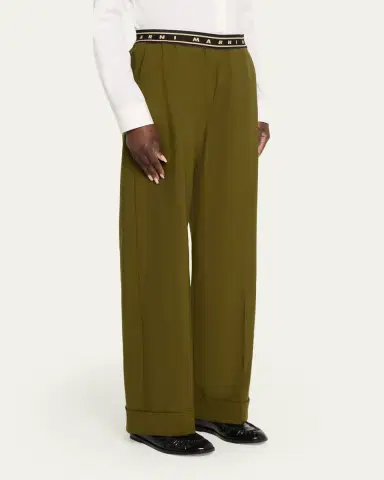 Marni Tropical Wool Logo Band Straight-Leg Trousers | Thumbnail 4 Marni Tropical Wool Logo Band Straight-Leg Trousers | Thumbnail 4