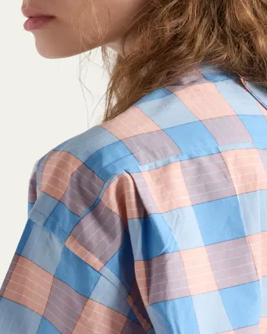 Prada Gathered Check Popeline Button-Down Shirt | Thumbnail 5 Prada Gathered Check Popeline Button-Down Shirt | Thumbnail 5
