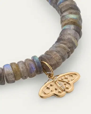 Sydney Evan 14K Diamond Celestial Moth Charm on Labradorite Stretch Bracelet | Thumbnail 3 Sydney Evan 14K Diamond Celestial Moth Charm on Labradorite Stretch Bracelet | Thumbnail 3