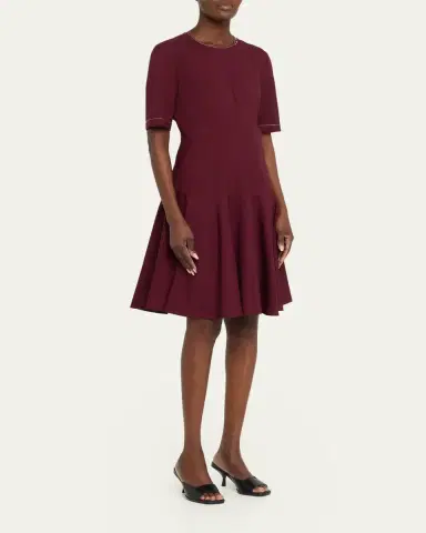 Marni Drop-Waist Wool Crepe Short-Sleeve Dress | Thumbnail 4 Marni Drop-Waist Wool Crepe Short-Sleeve Dress | Thumbnail 4