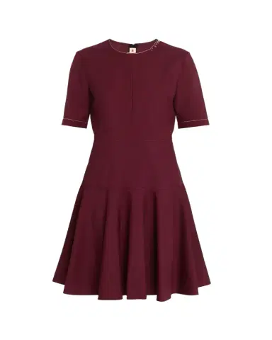 Marni Drop-Waist Wool Crepe Short-Sleeve Dress | Thumbnail 1 Marni Drop-Waist Wool Crepe Short-Sleeve Dress | Thumbnail 1
